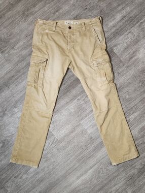 Vintage 2000s Abercrombie & Fitch Tan Cargo Pants - 100% Cotton - HEAVY
